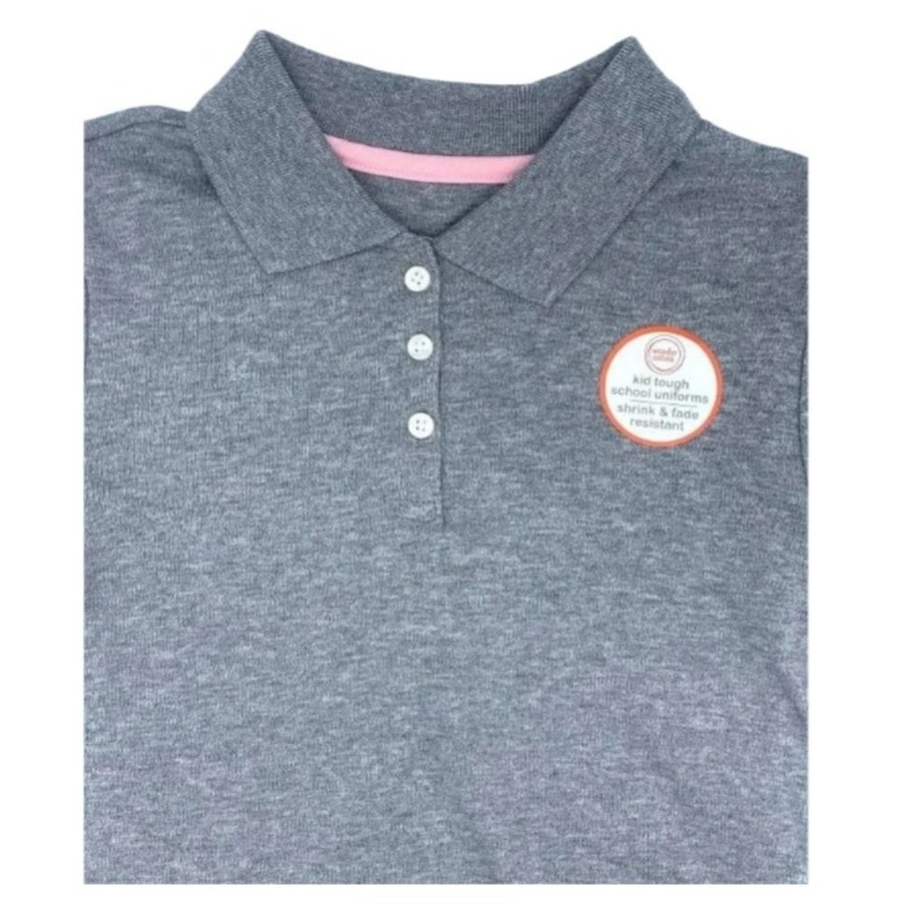 Wonder Nation Girls Uniform Short Sleeve Polo-style GRAY 7/8M OR 10/12L Comfort.